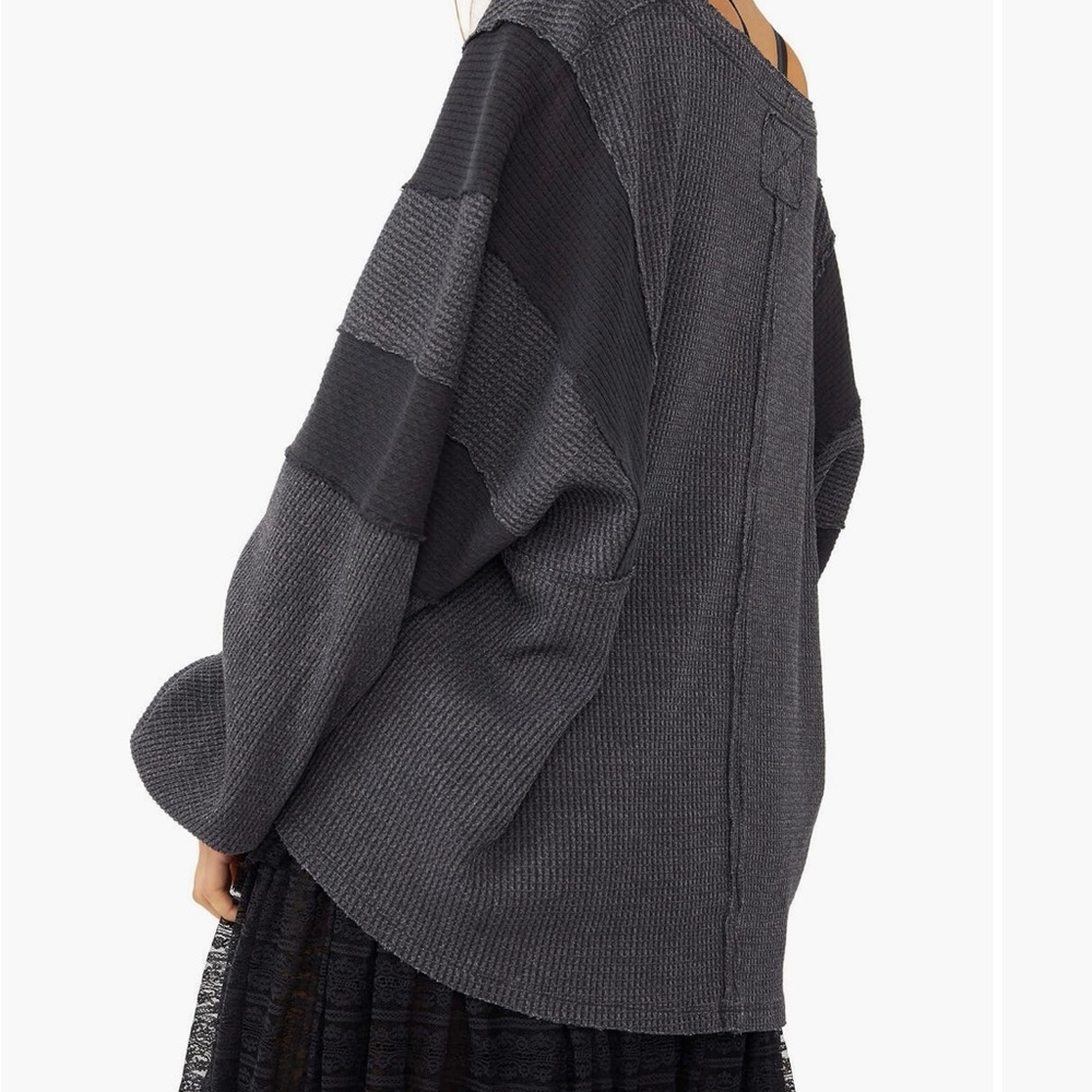 We The Free Gray Waffle Knit Top - Picture 6 of 8